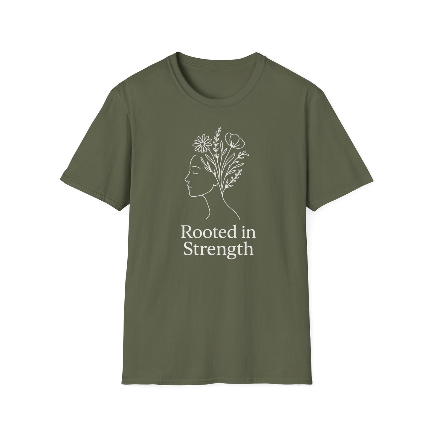 Rooted in Strength Tee ~ Botanical Line Art Shirt for Women