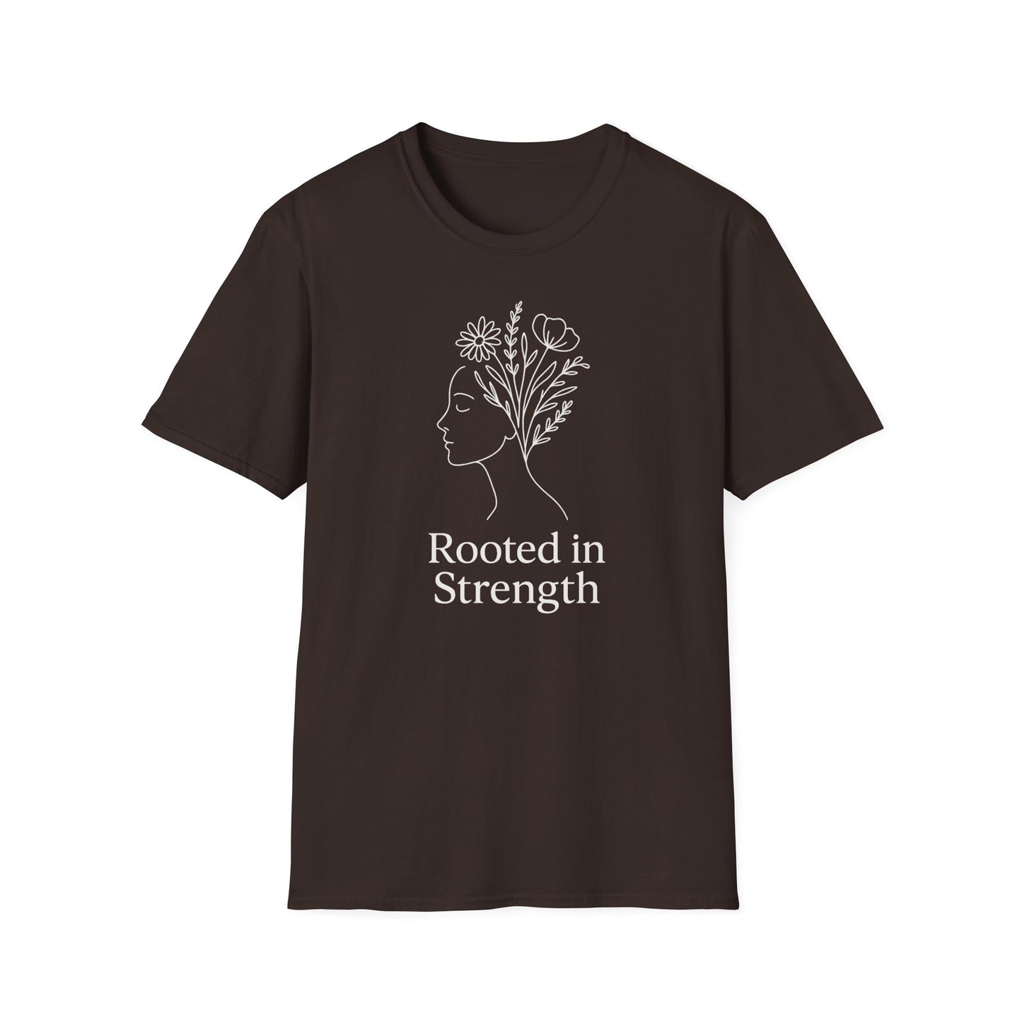 Rooted in Strength Tee ~ Botanical Line Art Shirt for Women