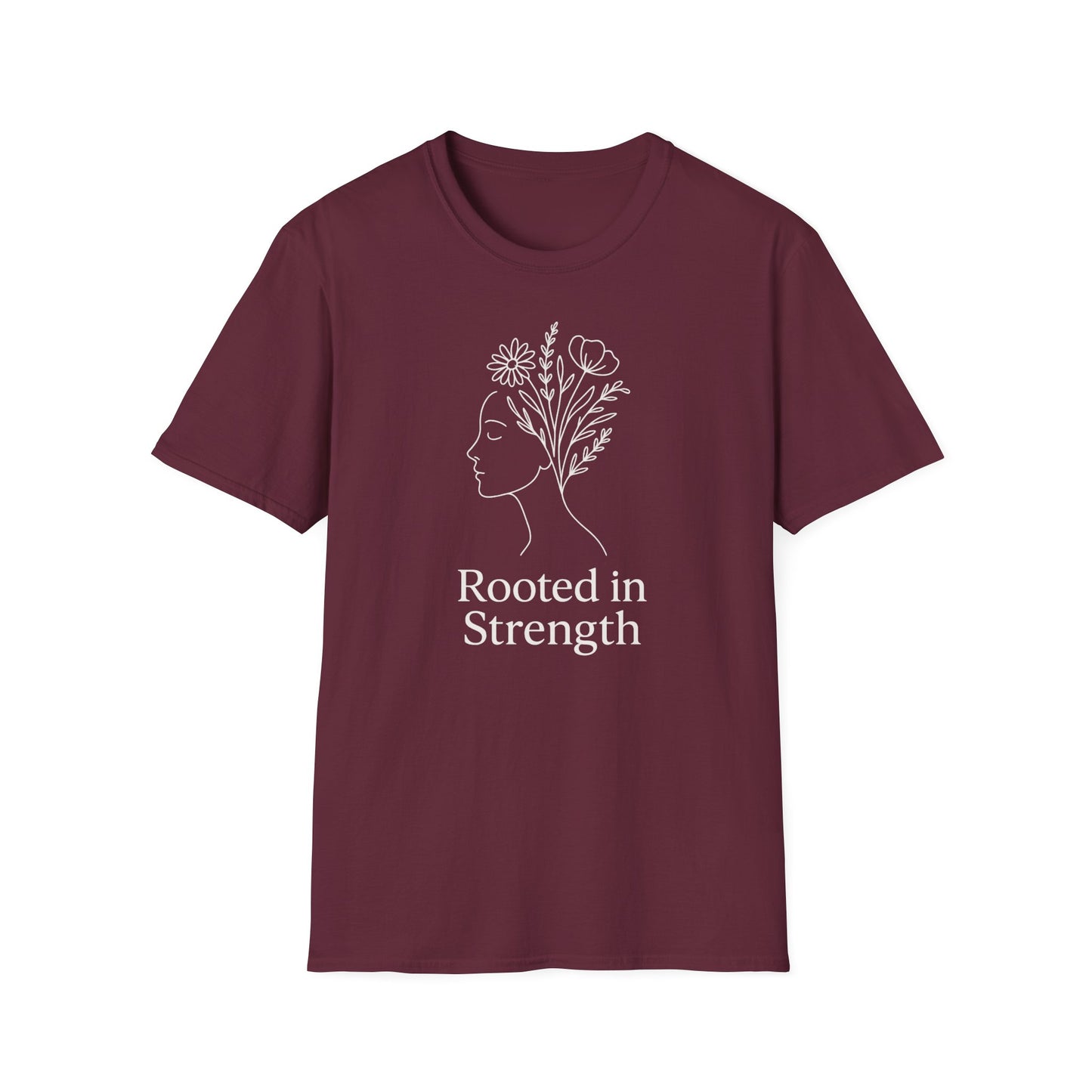 Rooted in Strength Tee ~ Botanical Line Art Shirt for Women