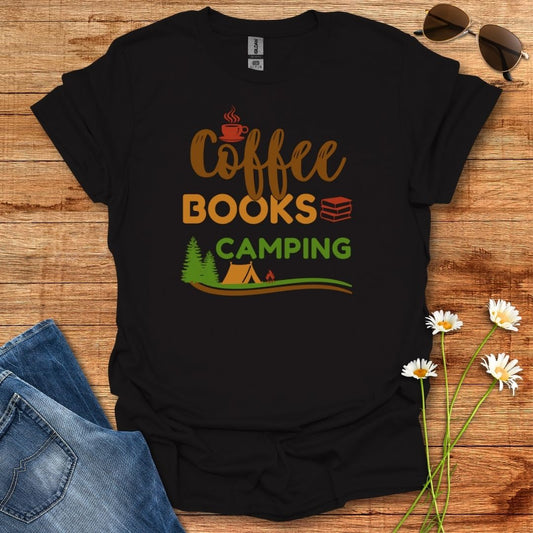 Coffee Books Camping T-Shirt