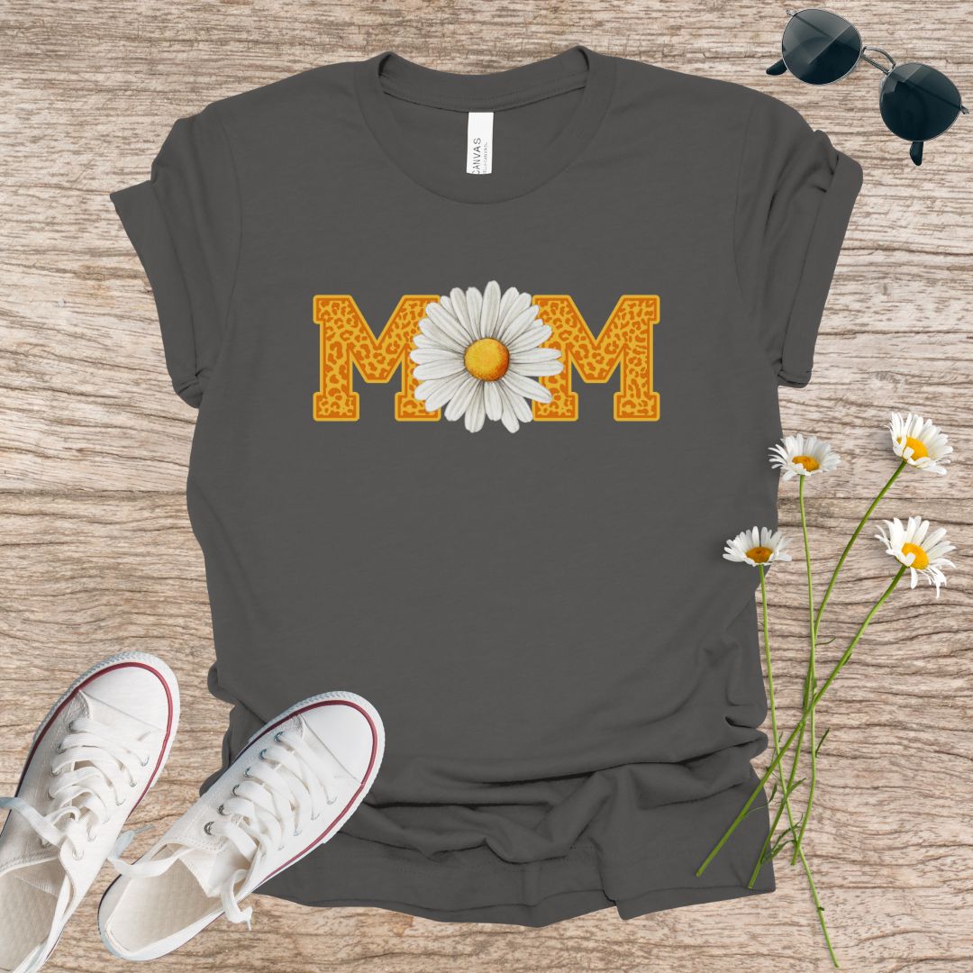 Mom Gold Letter White Daisy T-Shirt