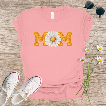 Mom Gold Letter White Daisy T-Shirt