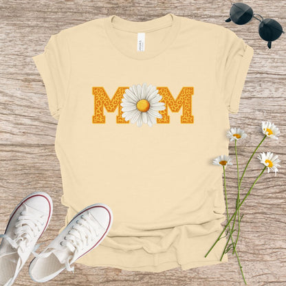 Mom Gold Letter White Daisy T-Shirt