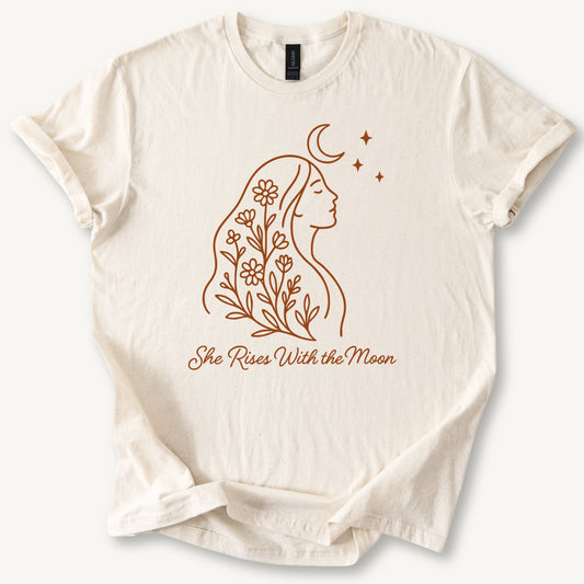 She Rises With the Moon Tee - Minimalist